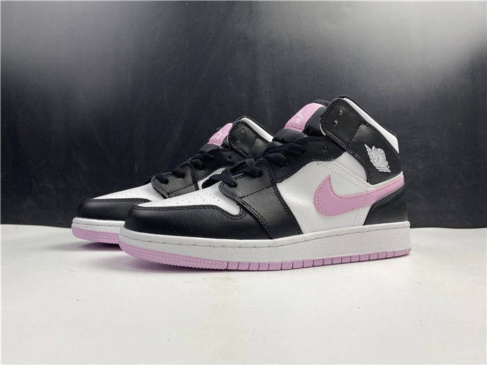 Breathable Jordan1 Mid White Black Light Arctic Pink 555112- 3741