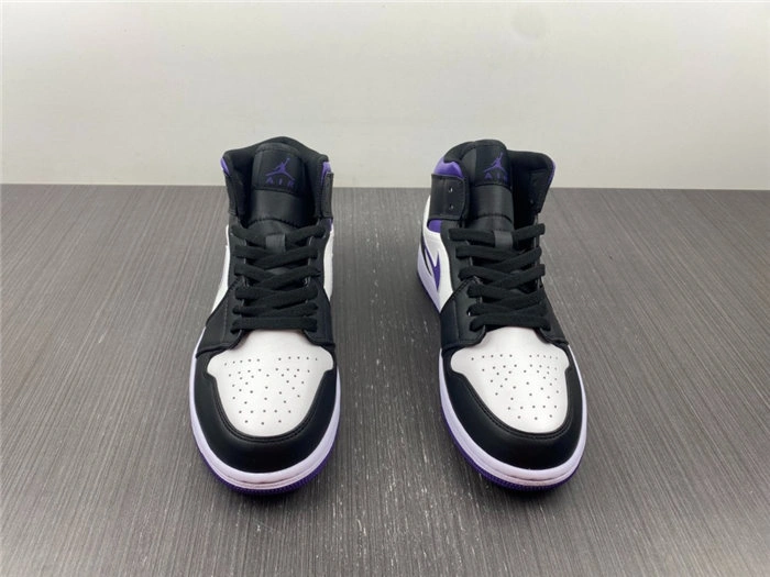 Jordan1 Mid White Black Purple 554724- Fashionable 3722