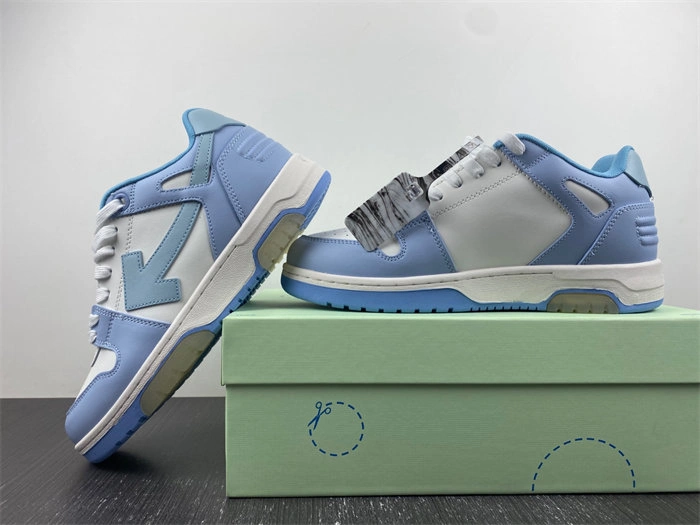 OFF-WHITE OOO Low Out Of Office Calf Leather White Light Blue OMIA189F20LEA Affordable 3111